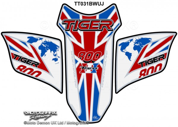 Triumph Tiger 800 2018 White UJ Motorcycle Tank Pad Protector Motografix 3D Gel TT031BWUJ